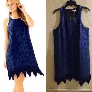 Lilly Pulitzer Marquette Shift Dress True Navy Sil